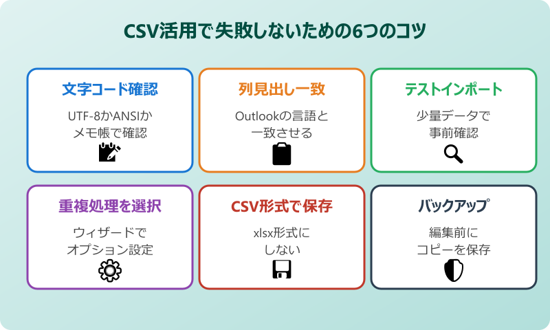 outlook アドレス帳 csv 活用で失敗しないコツ