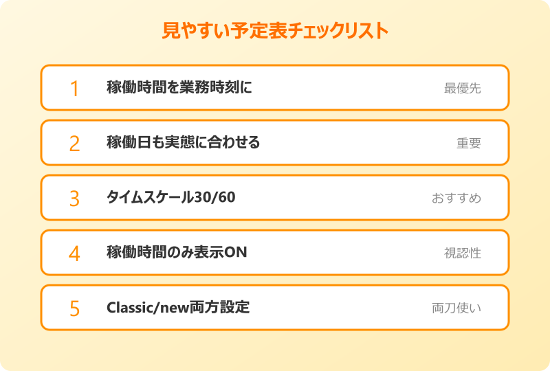 Outlook予定表 見やすい予定表チェックリスト