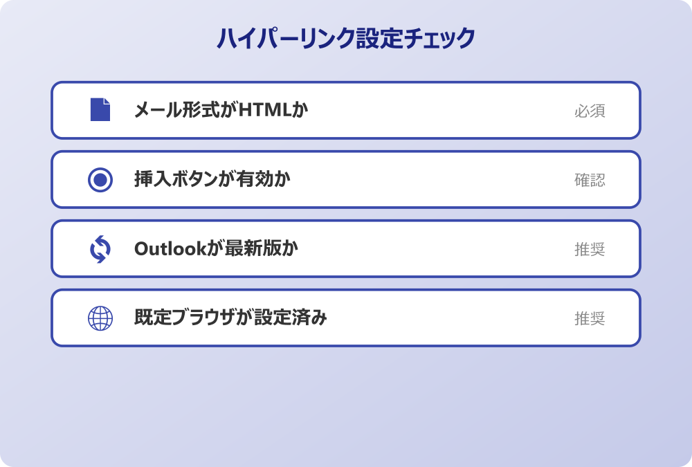 ハイパーリンク設定のチェックリスト