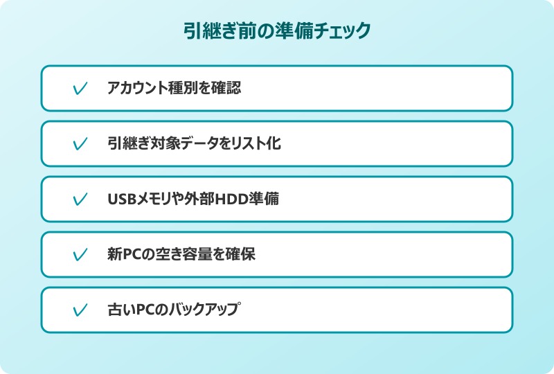outlook メール引継ぎ 準備チェック