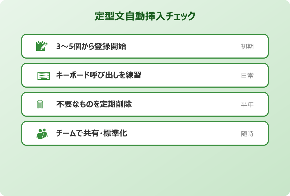 outlook 定型文 自動挿入チェックリスト