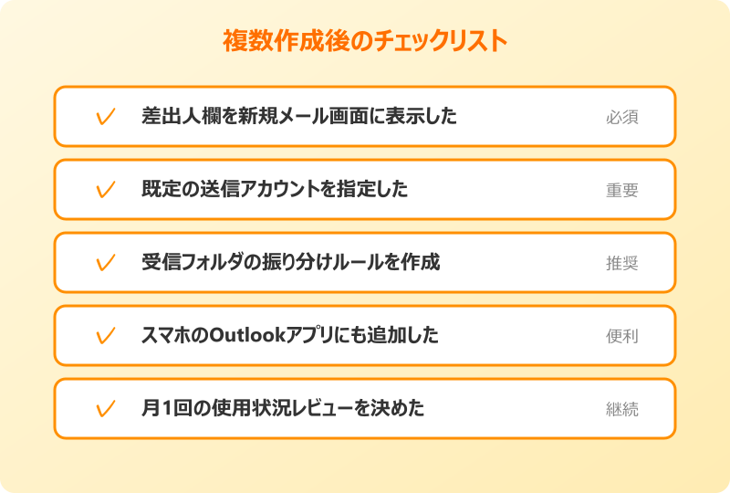 outlook メールアドレス 複数 作成 使い分けを続けるためのコツと管理術