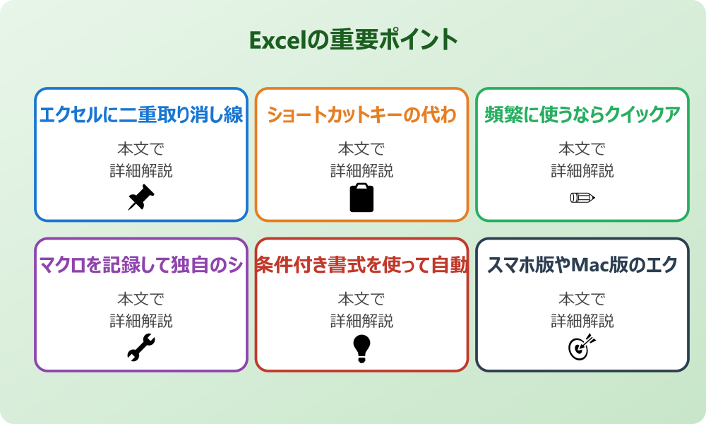 エクセルの取り消し線を二重にするショートカットの有無と代替案