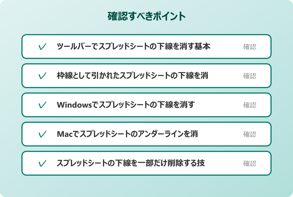 スプレッドシートの下線を一部だけ削除する技