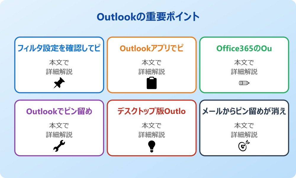 Outlookメールのピン留めが表示されない原因と設定方法