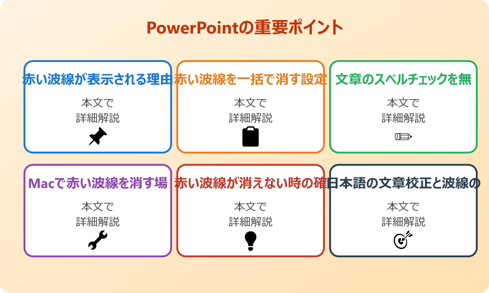 パワーポイントの赤い波線を消すための基本設定と原因