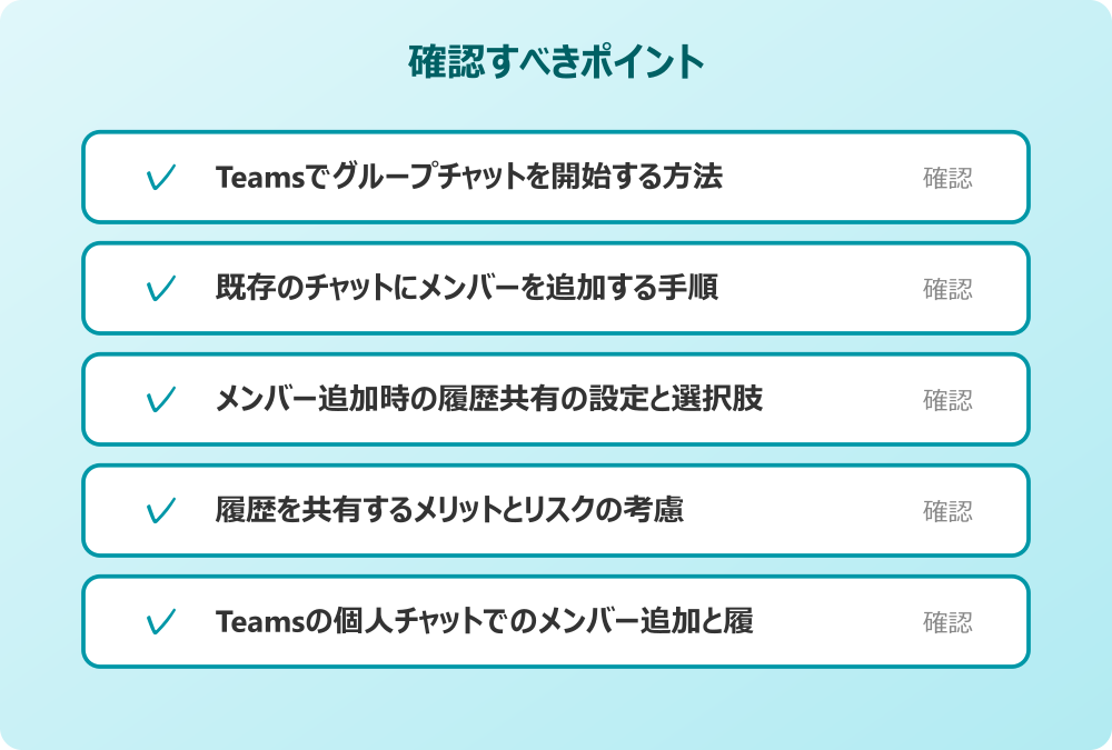 Teamsの個人チャットでのメンバー追加と履歴共有