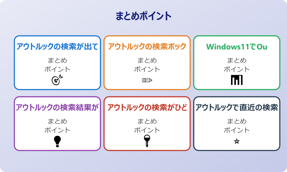 アウトルックの検索タブの設定を確認する