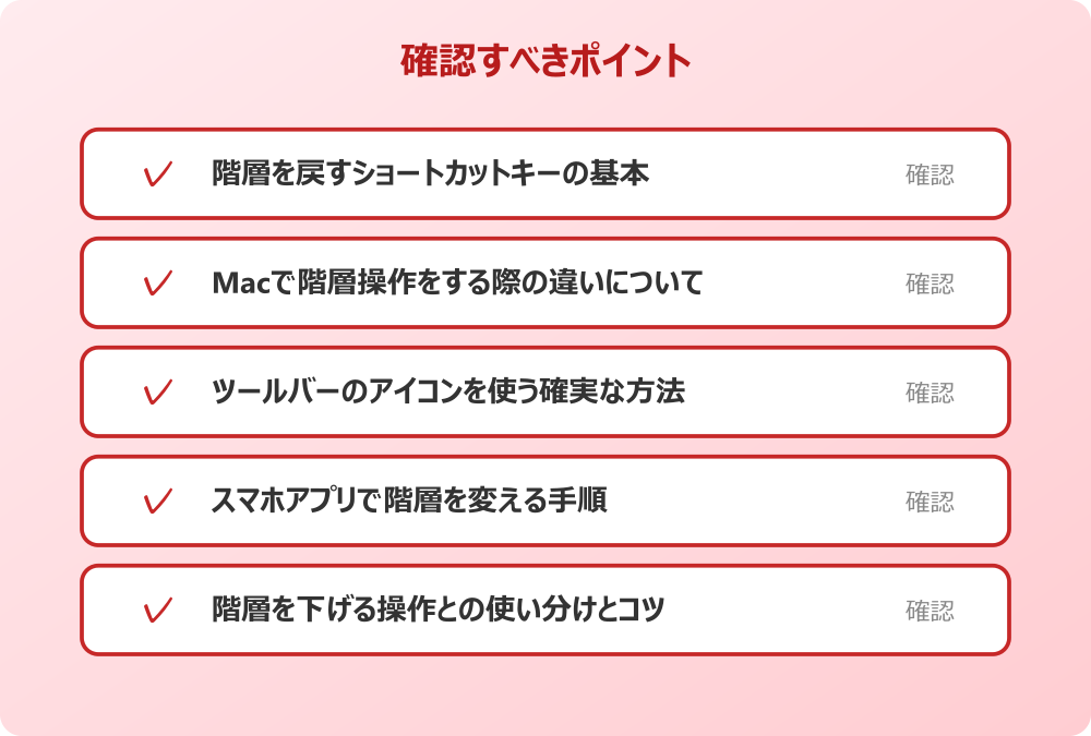 階層を下げる操作との使い分けとコツ