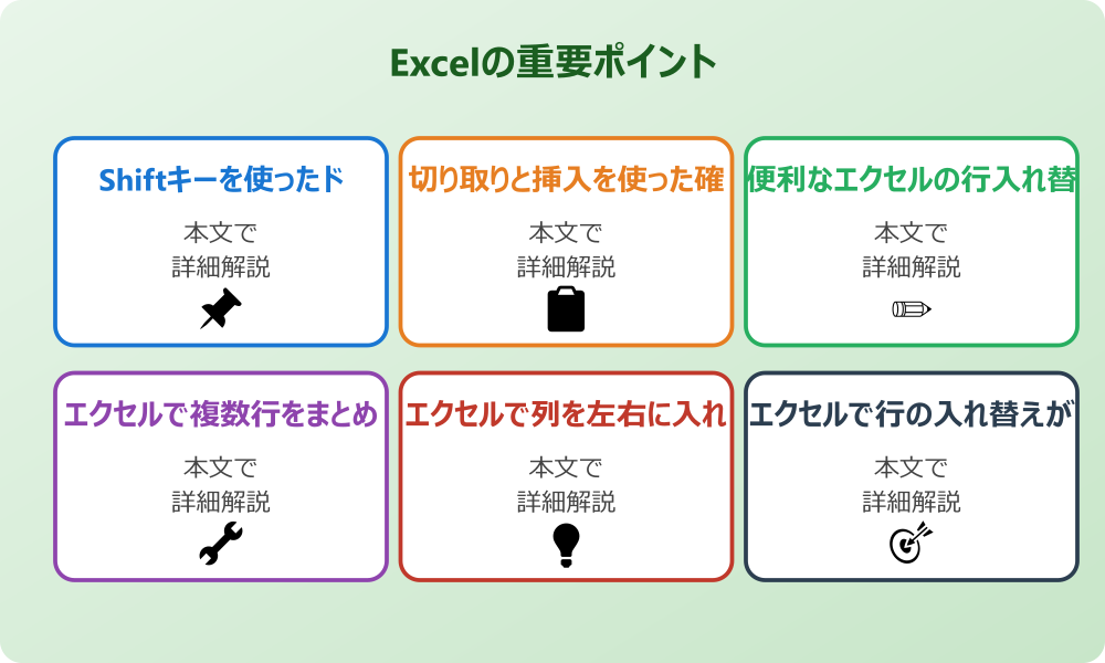 エクセルで行を上下に入れ替えする基本的な操作とショートカット