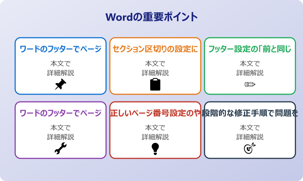 ワードのフッターでページ番号が同じになる原因と基本的な対処法