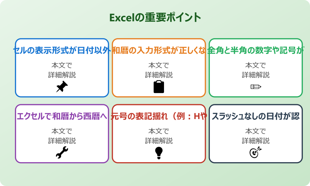 エクセルで和暦から西暦への変換ができない主な原因の特定