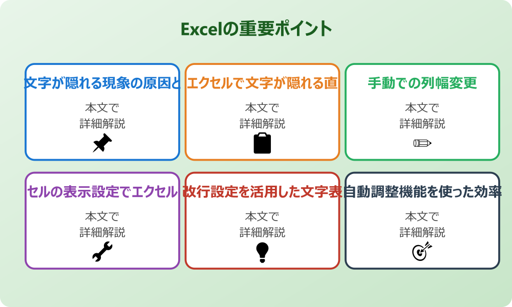 エクセルで文字が隣のセルに隠れる問題の解決策と基本知識