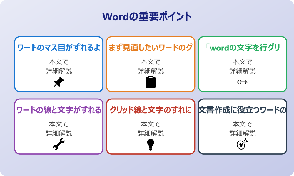 ワードでグリッド線がずれる原因と基本的な直し方