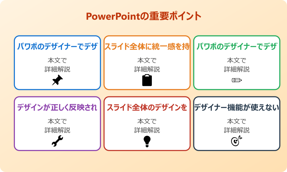 パワポのデザイナー機能でスライド全体のデザインを統一する基本知識