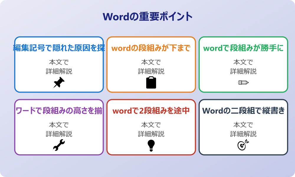 ワードの二段組がずれる基本的な原因と修正方法