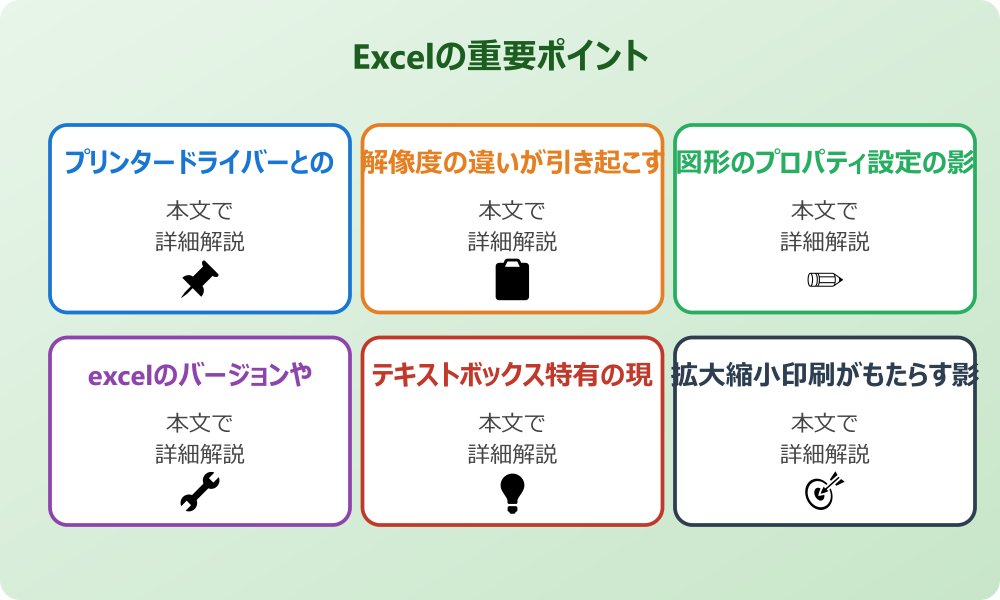エクセルで印刷時にプレビューの図形がずれる原因の調査