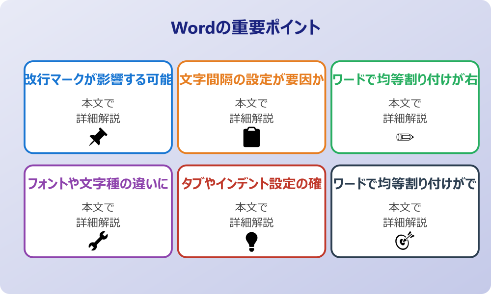 ワードで均等割り付けがずれる主な原因を探る