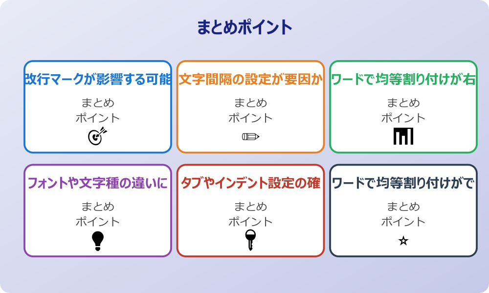均等割り付けと右寄せの違い