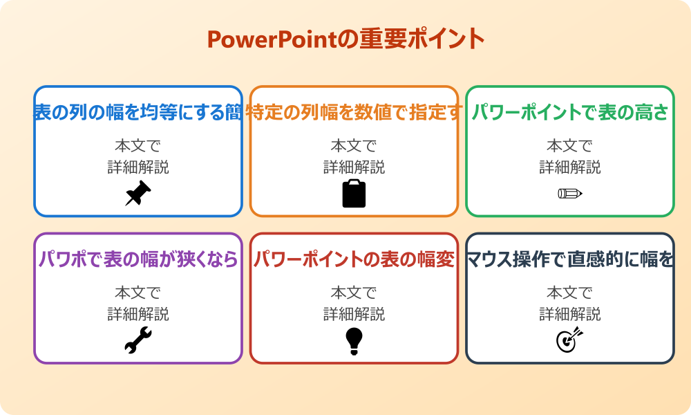 パワポの表の幅をそろえる基本的な操作と設定