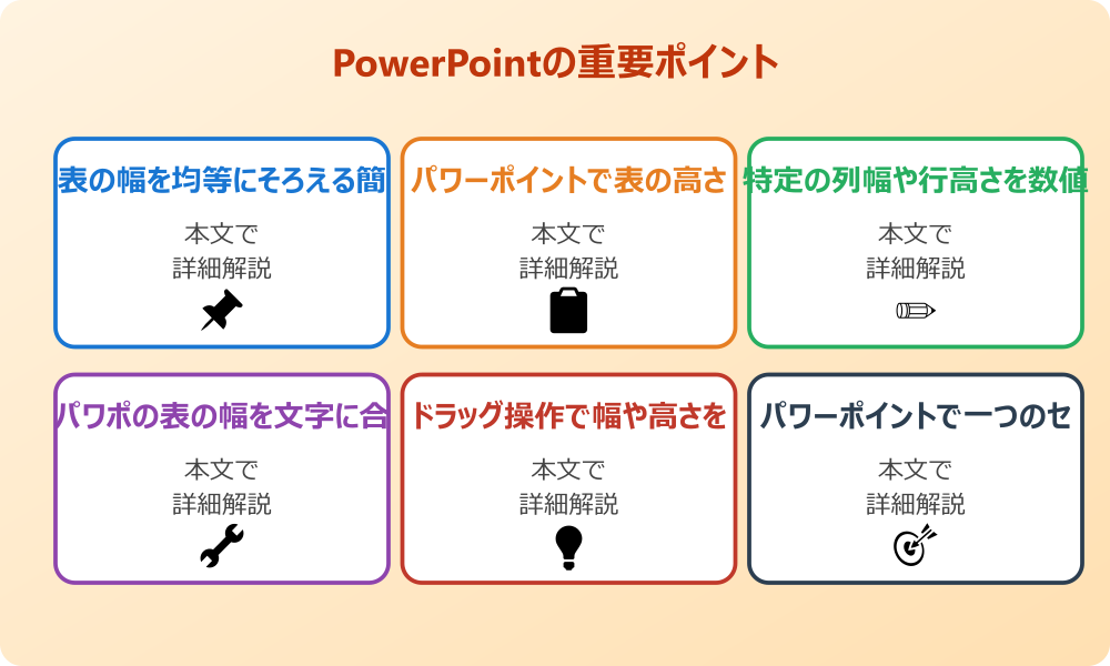 パワポで表の幅をそろえるための基本的な操作方法