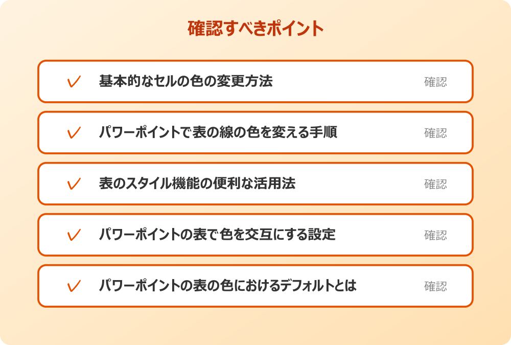パワーポイントの表の色におけるデフォルトとは