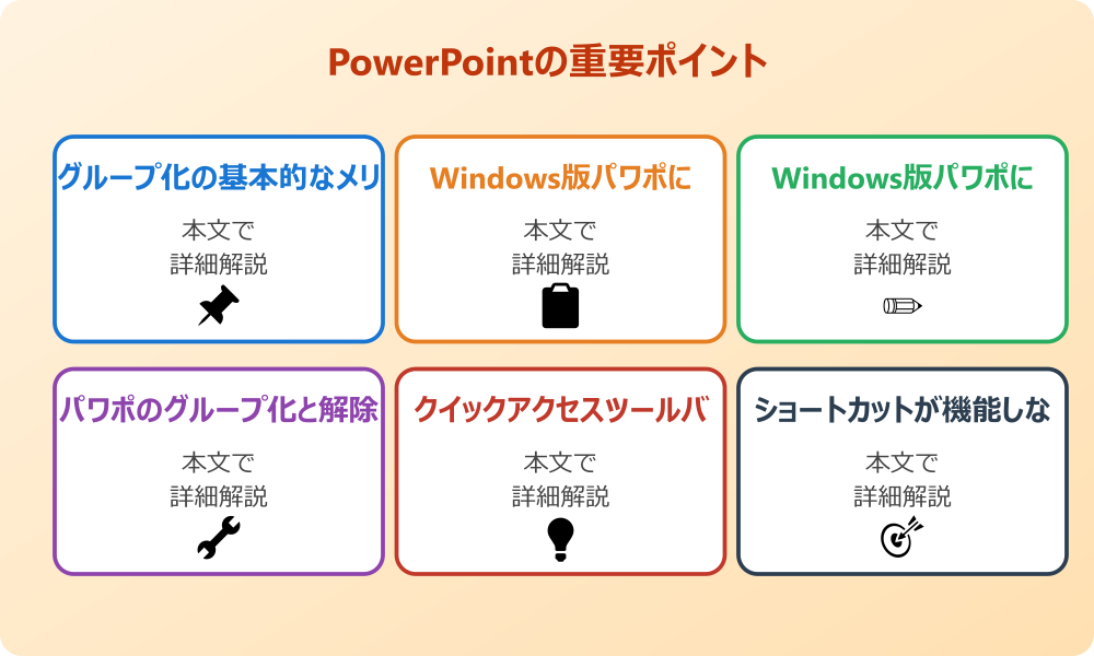 パワポのグループ化と解除をショートカットで行う基本操作