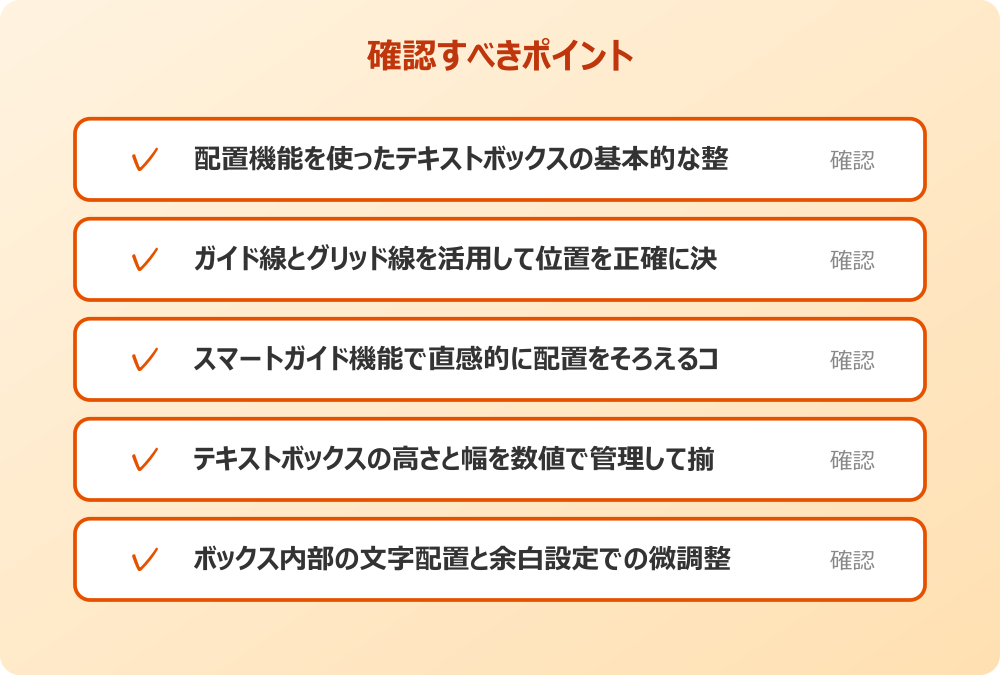 ボックス内部の文字配置と余白設定での微調整