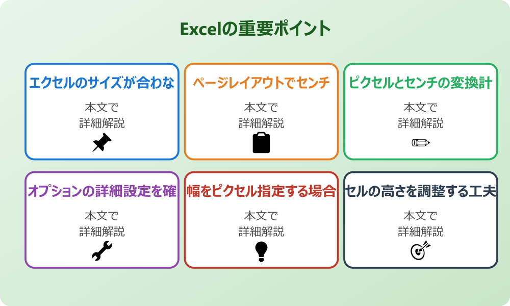 エクセルでピクセルとセンチを変換する設定方法