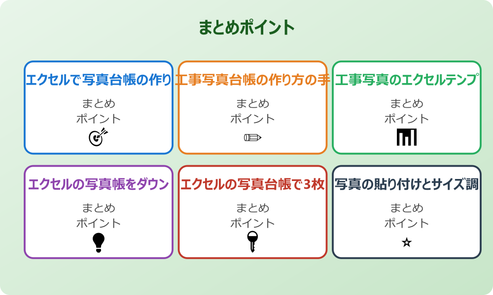 工事写真台帳をエクセルで管理する