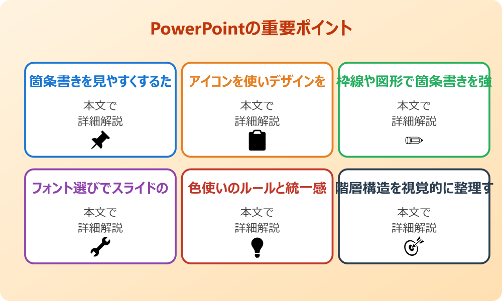 パワポの箇条書きデザインをおしゃれに整えるポイント