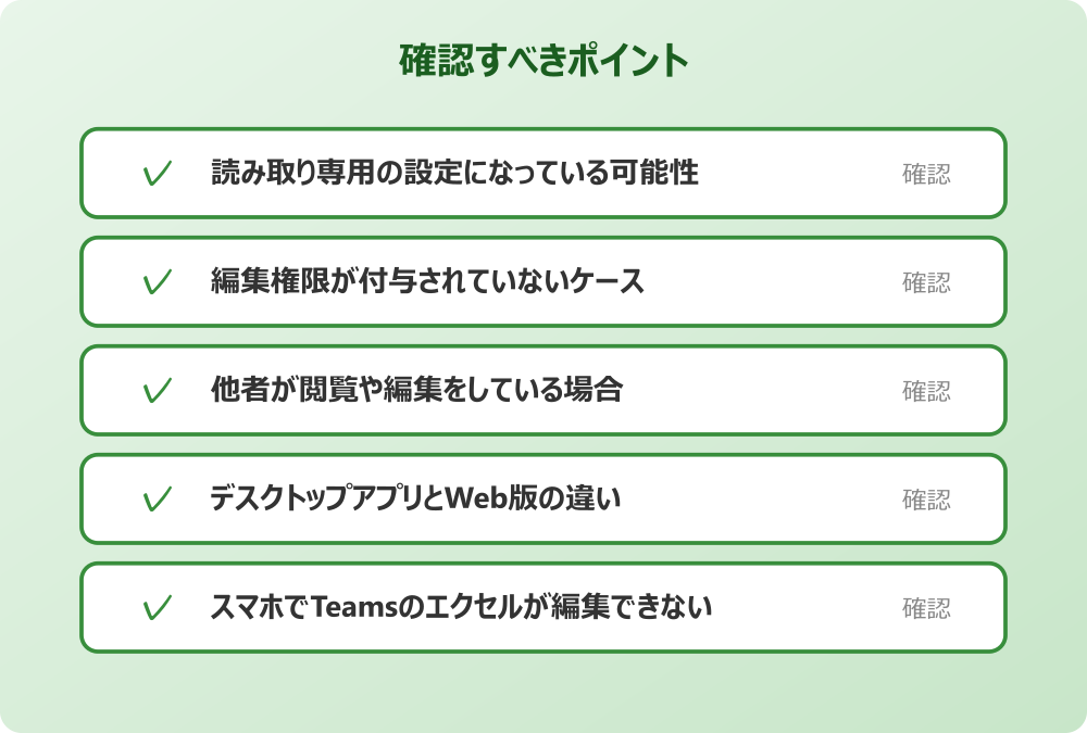 スマホでTeamsのエクセルが編集できない