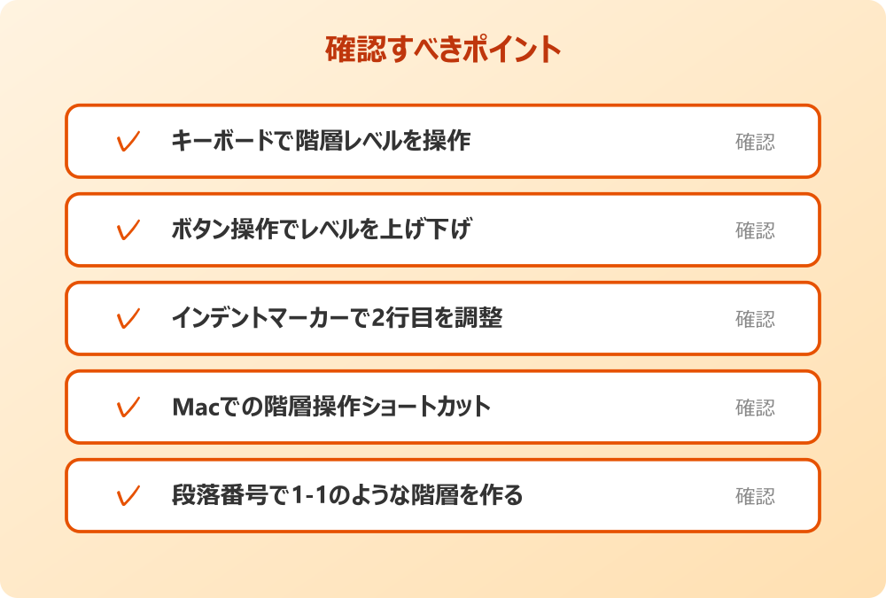 段落番号で1-1のような階層を作る