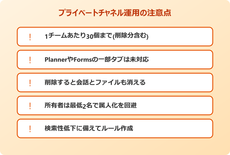 teamsチャネル プライベート 変更 運用時の注意点チェックリスト