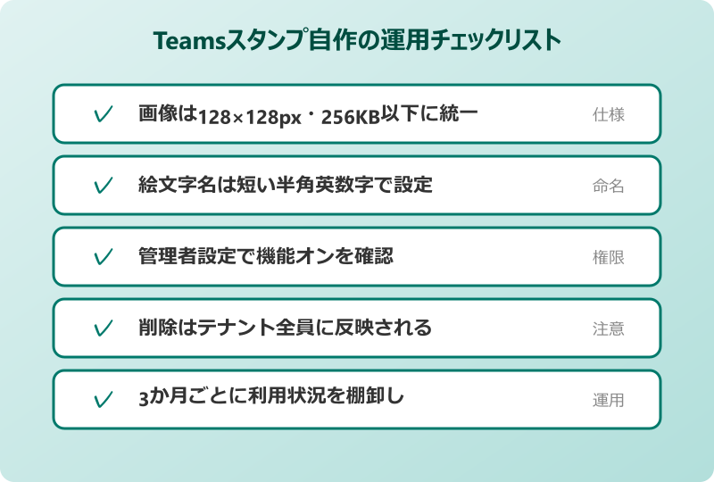 teamsスタンプ 自作の運用チェックリスト