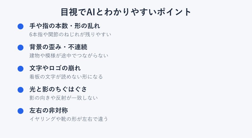 目視でAIとわかる特徴の一覧