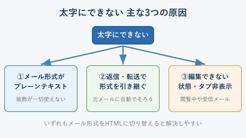 太字にできない原因の分類図