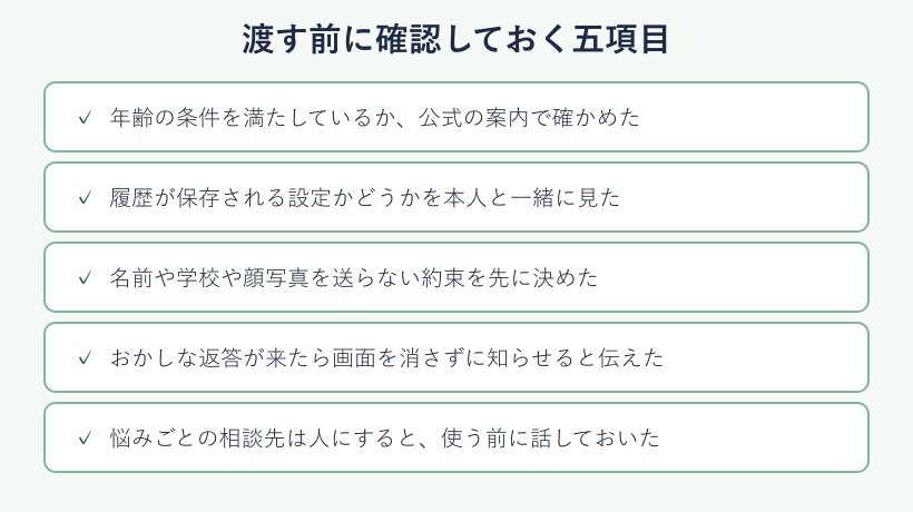 子どもに渡す前の確認項目チェック表