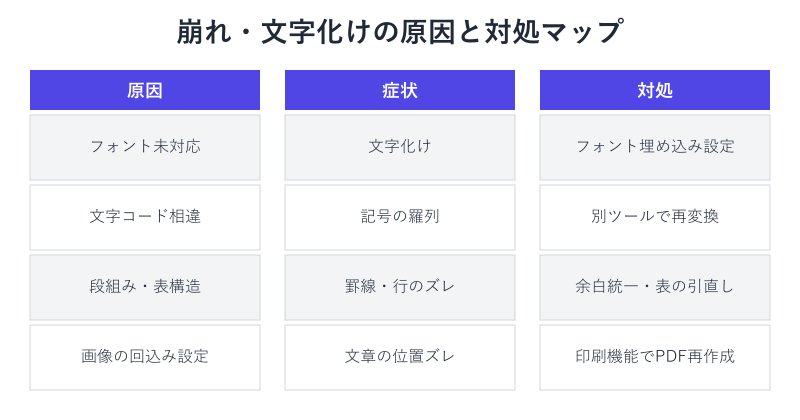 文字化けとレイアウト崩れの原因対処マップ