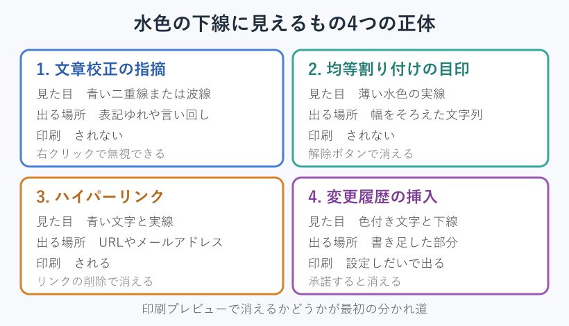 水色の下線に見える4種類の比較図