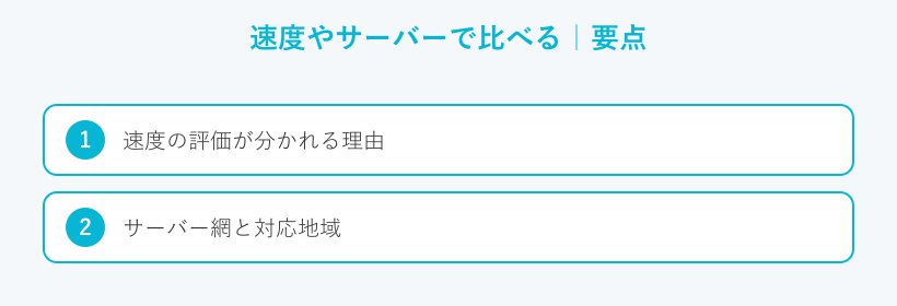 速度やサーバーで比べるの要点